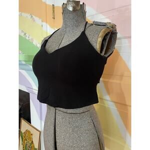 Klassy Network Black Strappy Open Back Crop Top Bralette Modal Size L